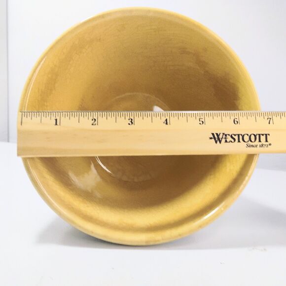 Antique Yellow Ware Stoneware 7” Mixing Bowl with Ridges & Banded Stripes USA - Picture 8 of 9